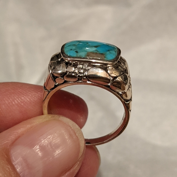 Kingman Turquoise .925 Silver Ring, size 8.5 - Picture 9 of 16